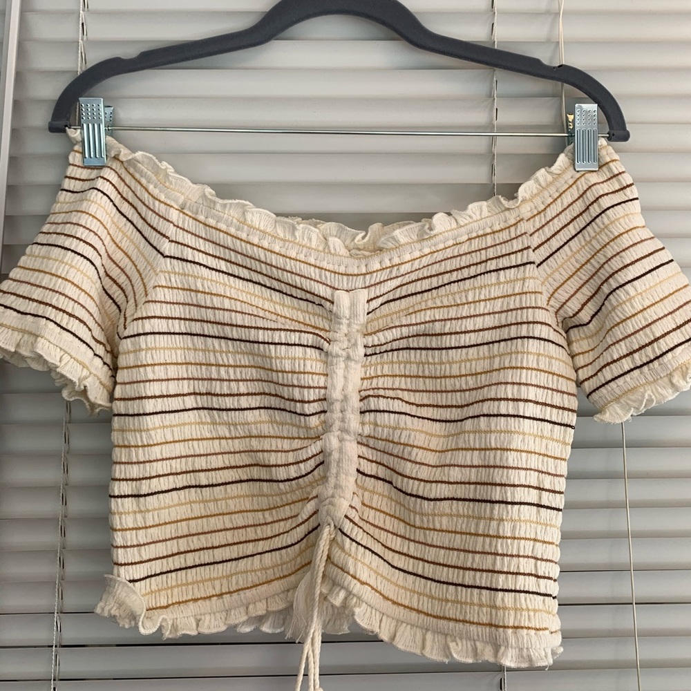 Boujee Boutique off the shoulder white crop top